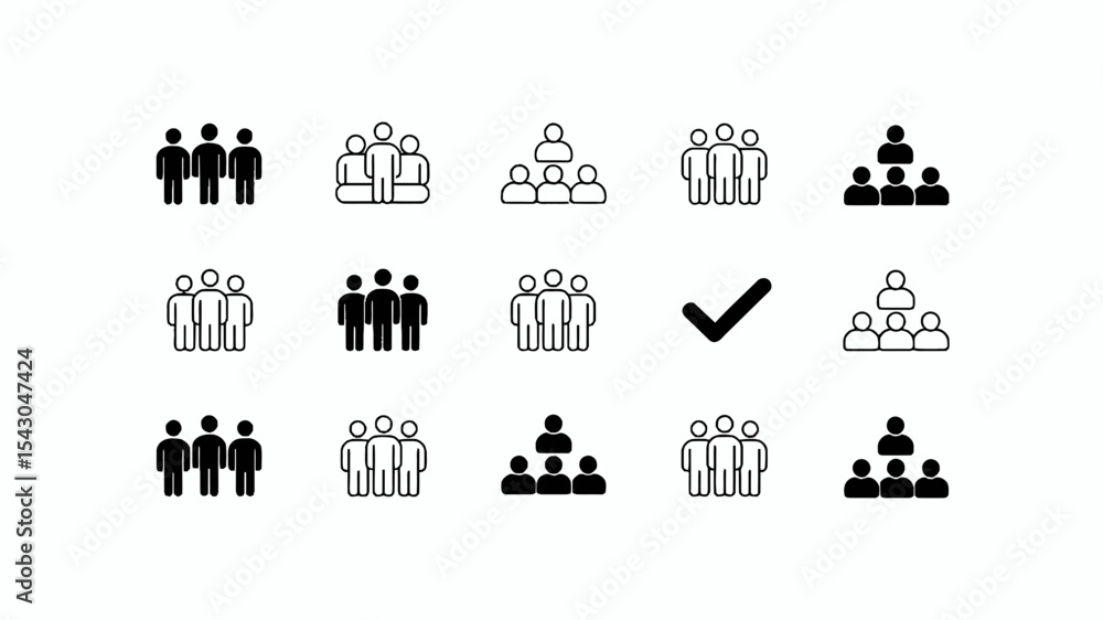 Fototapeta premium Collection of Simple People Icons Group, Team, and Hierarchy Symbols