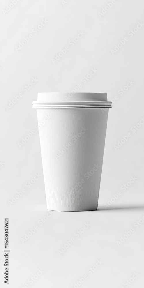 Minimalist White Coffee Cup with Lid on White Background, Perfect for Branding and Presentation Minimalist White Coffee Cup with Lid on White Background, Perfect for Branding and Presentation