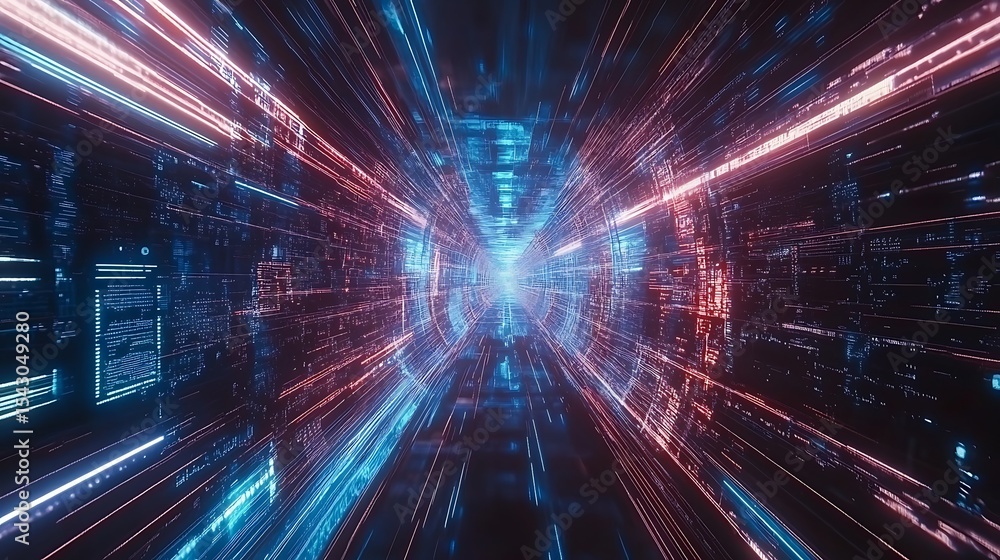 Obraz premium Abstract digital tunnel (69)