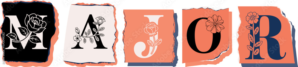 MAJOR Floral Typography of a Concept Word � Elegant Torn Paper Letter Design MAJOR Floral Typography of a Concept Word � Elegant Torn Paper Letter Design