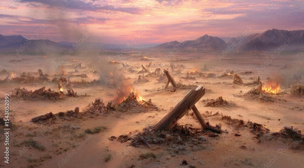 Abandoned Structures Fade into the Golden Horizon Abandoned Structures Fade into the Golden Horizon