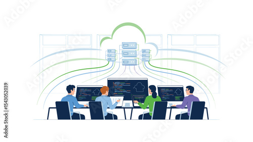 Software Development Team Working on Cloud-Based Application with Chef Automation