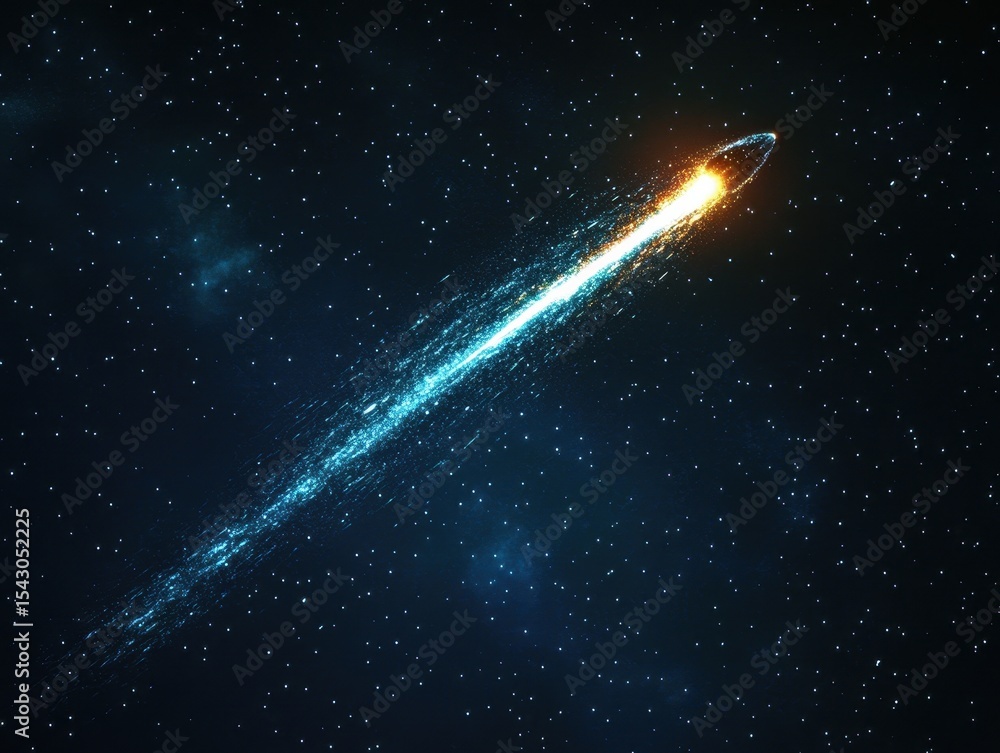 Shooting Star Tail. A Stunning Display of Meteorite Trail in the Night Sky Shooting Star Tail. A Stunning Display of Meteorite Trail in the Night Sky
