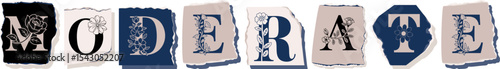 MODERATE Floral Typography of a Concept Word � Elegant Torn Paper Letter Design