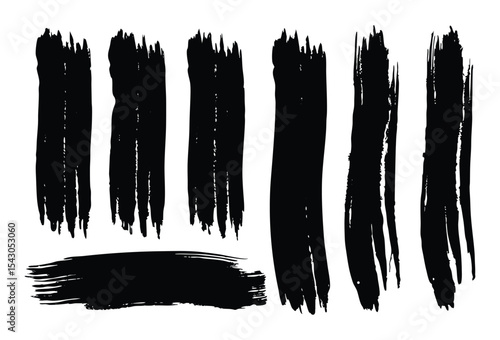 Set of vector paint brush stroke, ink splatter and artistic design elements. Dirty watercolor texture, box, frame, grunge background, splash or creative shape for social media. Abstract drawing.