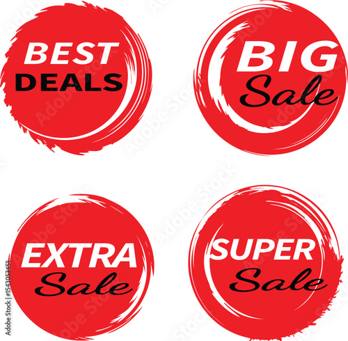 set of red sale labels