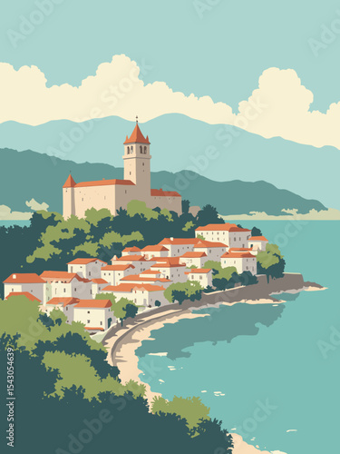 Albania - Berat Castle, Albanian Riviera, Gjirokastër old town in castle stone, riviera teal, town white, and olive green