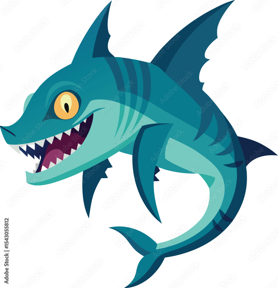 Fototapeta premium shark cartoon isolated on white