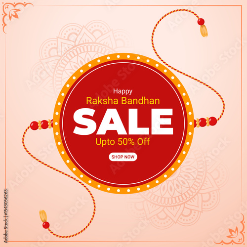 Vector illustration of Happy Raksha Bandhan Sale social media template