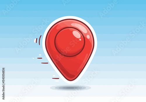 Red map marker icon with a white border against a blue gradient background