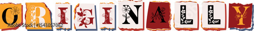 ORIGINALLY Floral Typography of a Concept Word � Elegant Torn Paper Letter Design