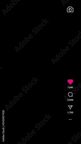 Vertical Video Overlay of Animated Viral Reels Engagement Icons Growing – Likes, Comments, Shares.