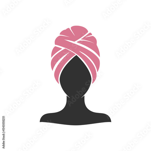 woman with a pink towel head wrap logo for a spa or beauty salon an elegant vector icon representing hair care and self care treatments