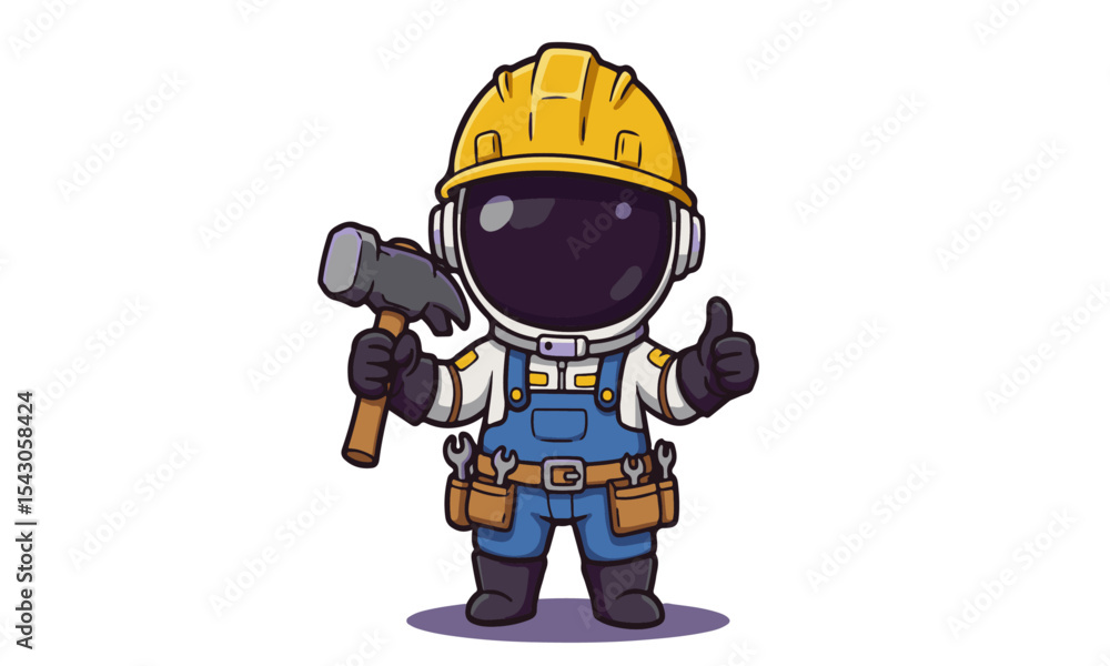 Cartoon Astronaut Builder Giving Thumbs-Up
Cartoon Astronaut Builder Giving Thumbs-Up