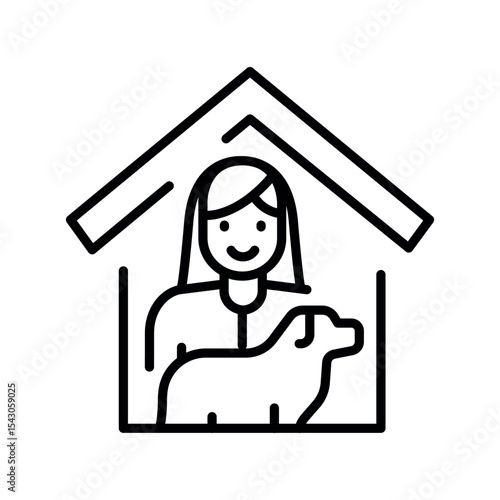 pet sitter black line icon for digital and print projects.