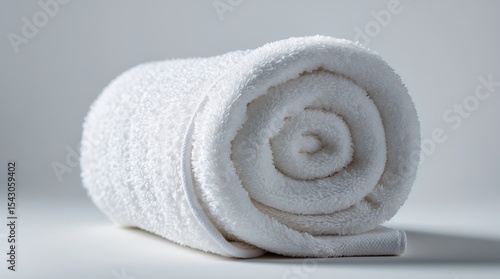 Neatly Rolled White Towel on a Light Surface — A Symbol of Cleanliness, Comfort, and Tactile Calm