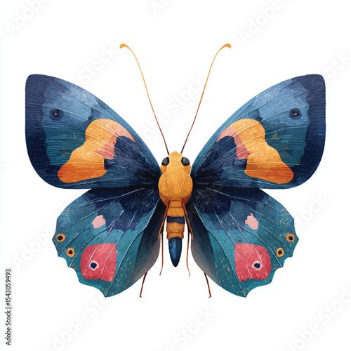 butterfly isolated in White Background, butterfly vector, Flat lay vector illustration