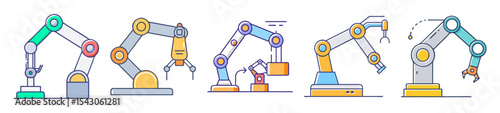 Diverse Industrial Robotic Arm Collection Depicting Technological Advancement and Automation