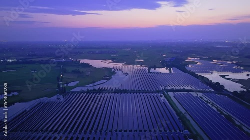 Photovoltaic panels at sunset