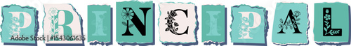 PRINCIPAL Floral Typography of a Concept Word � Elegant Torn Paper Letter Design