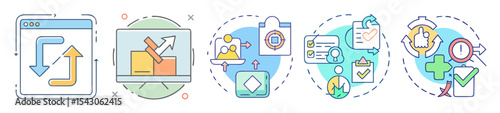 Illustrative Conceptualization of Workflow Processes and Business Improvement Strategies with Visual Elements