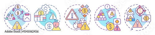 Depicting Business and Financial Risks with Related Symbols and Signs Series