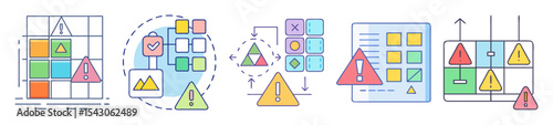 Abstract representations of system errors, data processing problems, and potential security risks