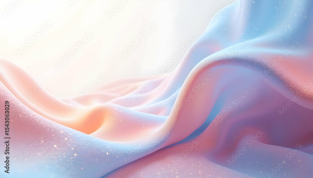 Obraz premium Abstract Wavy Pastel Fabric with Soft Colors and Sparkles