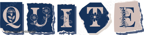 QUITE Floral Typography of a Concept Word � Elegant Torn Paper Letter Design