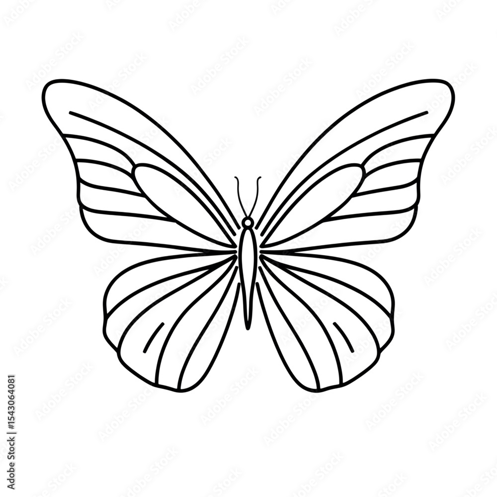 Fototapeta premium Elegant line art butterfly design transparent background