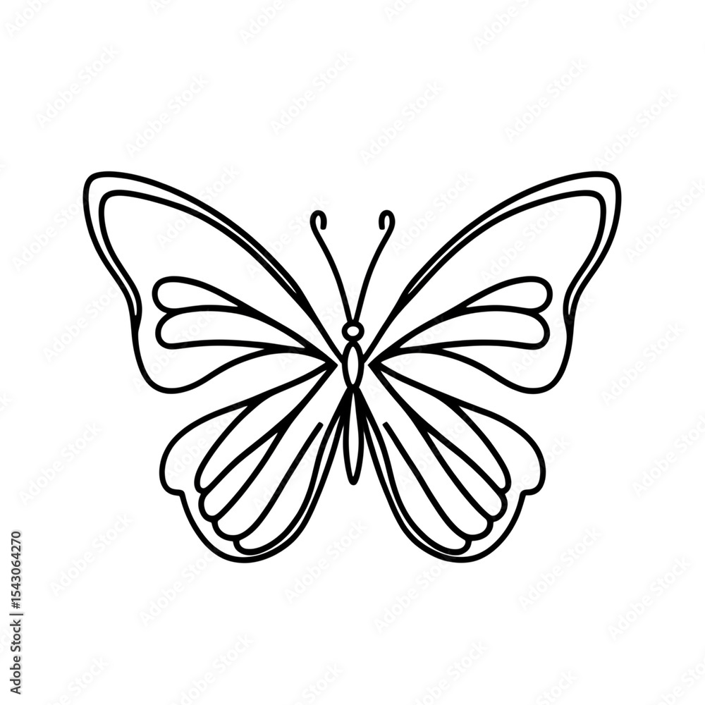 Elegant line art butterfly design transparent background Elegant line art butterfly design transparent background