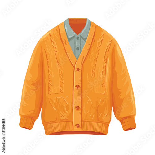 cardigan isolated in White Background, cardigan vector mockup, Flat lay vector illustration 