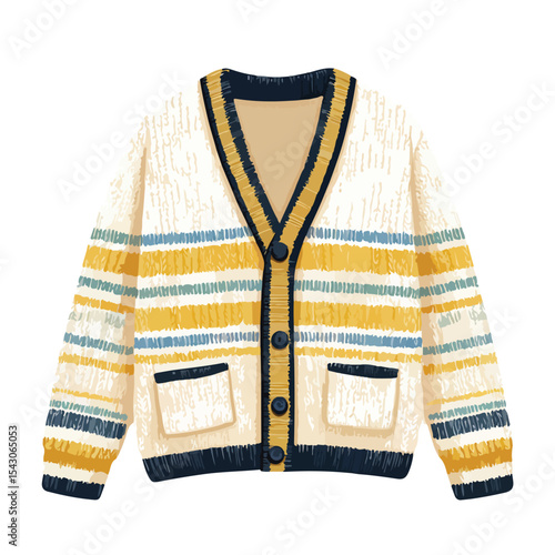 cardigan isolated in White Background, cardigan vector mockup, Flat lay vector illustration 