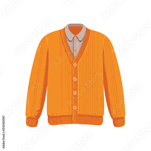 cardigan isolated in White Background, cardigan vector mockup, Flat lay vector illustration 
