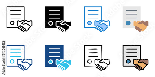 Contract icon set multiple style collection 
