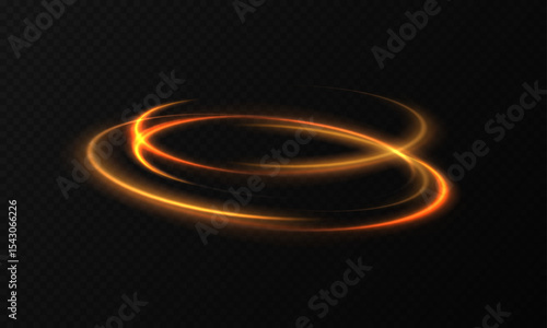 Curve line light effect. Ring background with glowing swirled background. Glowing spiral. Magic circle. Vector graphics. PNG.