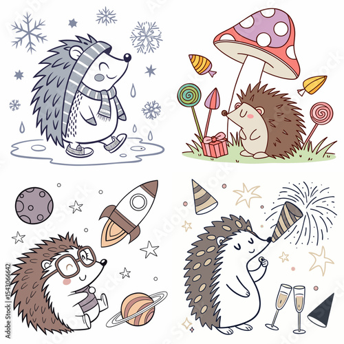 High-Quality hedgehogs Illustrations in Various Styles – SVG Bundle