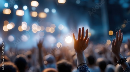 Wallpaper Mural Concert Crowd Raising Hands in Enthusiasm Torontodigital.ca