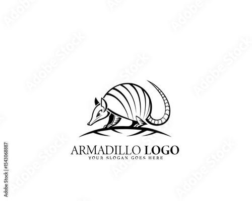 Stylish wildlife-themed armadillo logo in elegant black and white design for branding companies, identity design, and natural product packaging.

