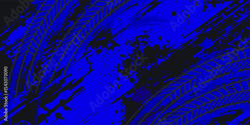 Abstract black and blue background with tire tracks.. vector illustration eps 10