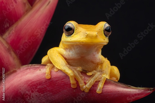 Wallpaper Mural yellow tiny frog resting on a pink flower Torontodigital.ca