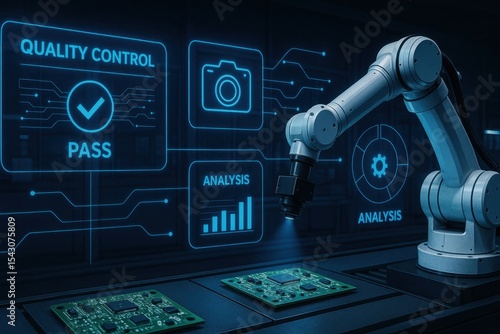 Robotic Arm Performing Quality Control on Electronic Circuit Boards