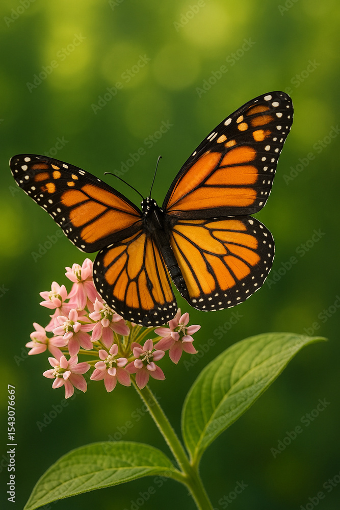 Fototapeta premium Monarch Butterfly on Pink Milkweed – Macro Nature Photography