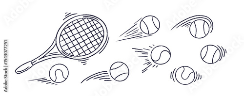 Tennis racket sign Sport ball trajectory of bounce