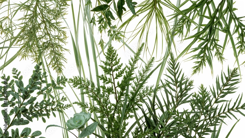 Fototapeta premium Greenery mix on white background