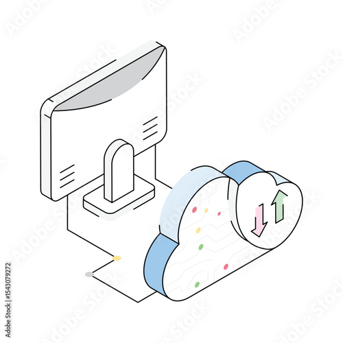 Have a look at this isometric icon denoting smart cloud technology