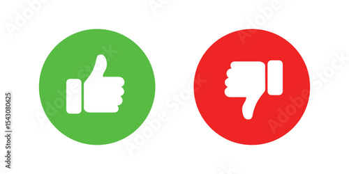 Thumb down, thumb up vector icon. Like dislike symbol. Rating and feedback. Thumbs up and thumbs down flat icons. Vector illustration.