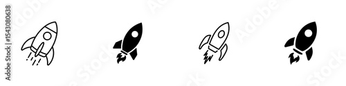 Rocket icon set. New business start up. Launch spaceship or spacecraft. Start up symbol vector. Vector illustration.