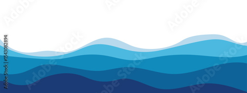 Blue sea wave background. Ocean abstract waves lines wallpaper. Layered sea waves. Vector illustration.