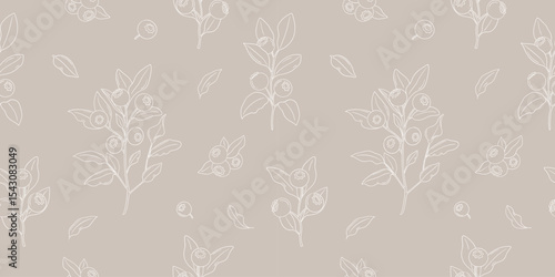 pattern with blueberries drawn in cartoon style